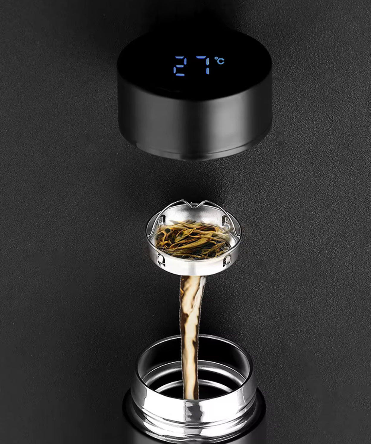 botella de agua con medidor de temperatura