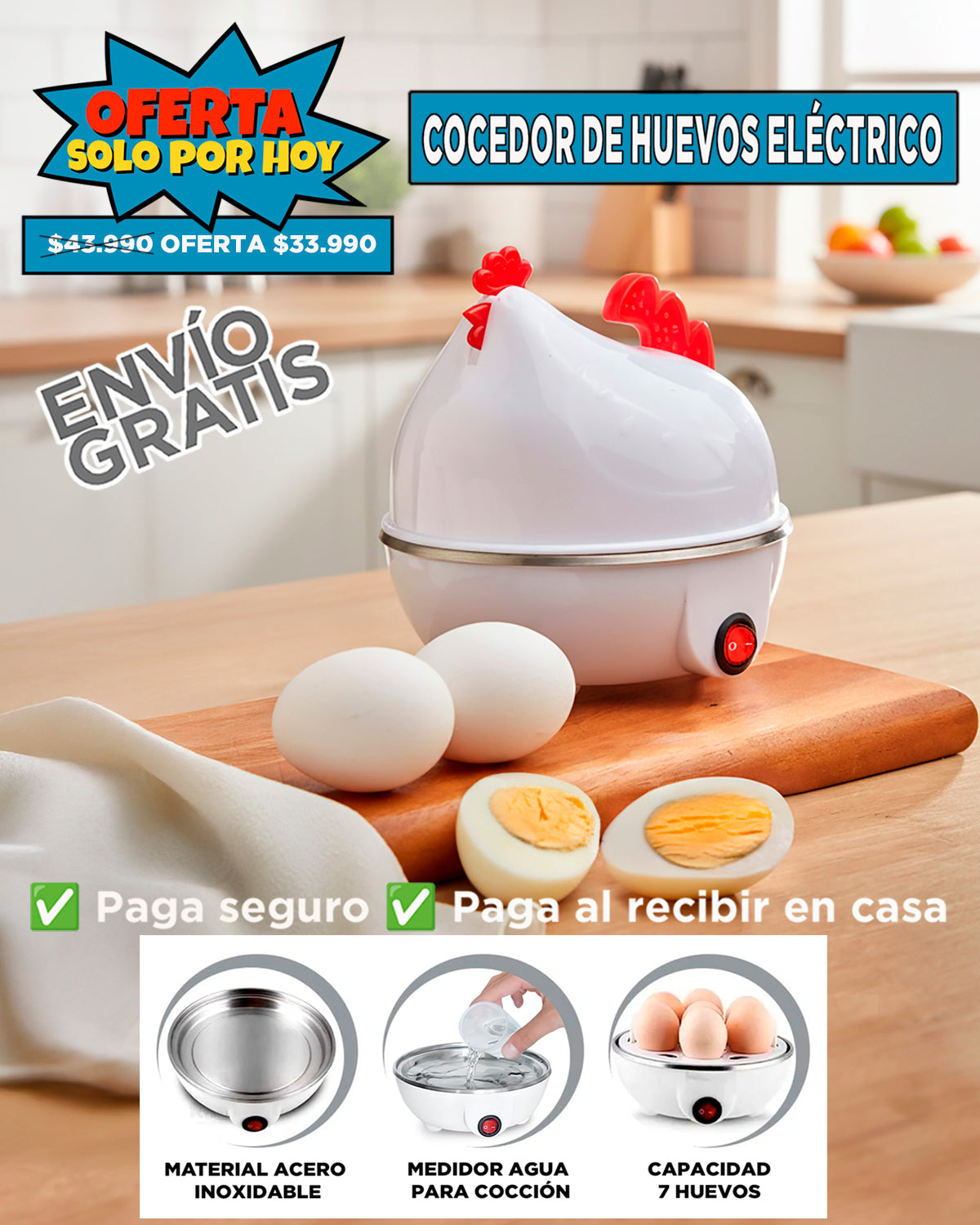 Olla de Huevos Eléctrica Gallina! 🐔🥚