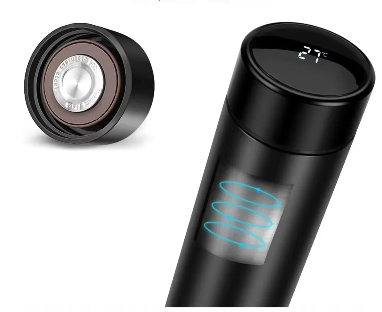 botella de agua con medidor de temperatura