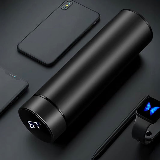 botella de agua con medidor de temperatura